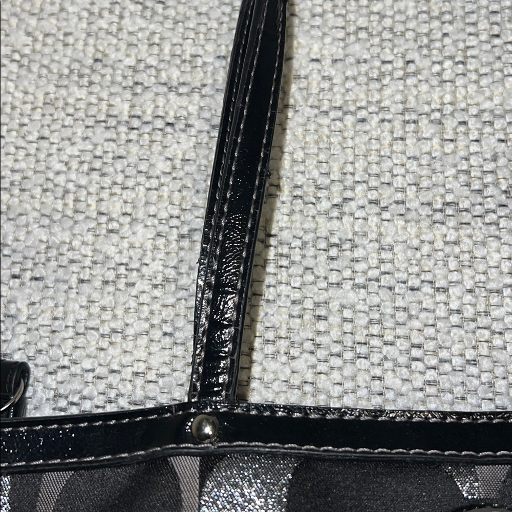 Coach Signature Metallic Stripe Tote Silver F20429 - Picture 12 of 13